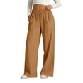 thumbnail image 3 of Horkkom Linen Pants Women Summer Elastic Waist Wide Leg Pants Casual Vacation Loose Pants with Pockets XL, 3 of 10