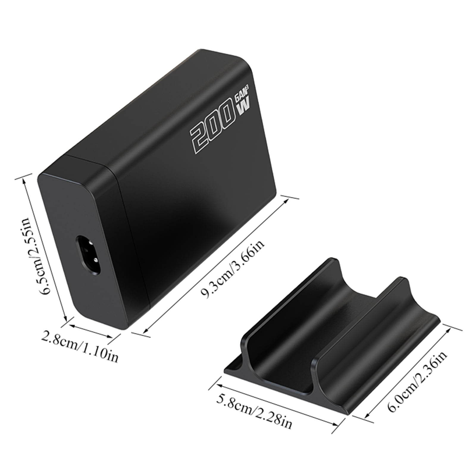 200W GaN 6-Port USB C Charging Station Hub with Holder, Fast Charger Block for MacBook Pro/Air, Dell, iPad, iPhone, Samsung Galaxy