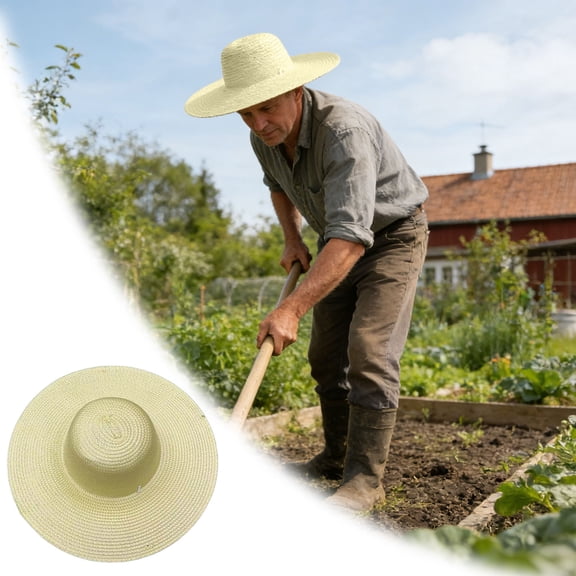 Shadoumai Wide Brim Straw Hat, Foldable Mens Cowboy Sun Hat, Shapeable Beach Safari Fishing Hat for Outdoors