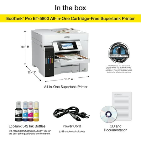Epson - EcoTank Pro ET-5800 Wireless All-In-One Inkjet Printer - White