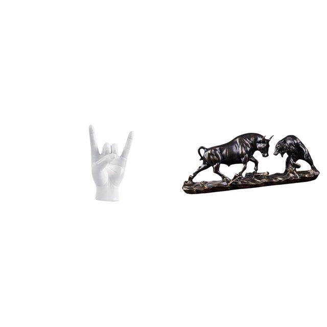 Estatua del gesto de la roca,Figuras de estatuas de dedos con gestos de música rock,Estatua de escritorio,Estatua decorativa de figura de lucha de toro y oso,Colección de esculturas de