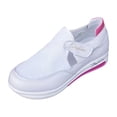thumbnail image 5 of HEWUQI Womens Wedge Platform Slip on Lightweight Knit Mesh Casual Walking Shoes Breathable Non Slip Fashion Tennis Running Sneakers White Size 7, 5 of 5