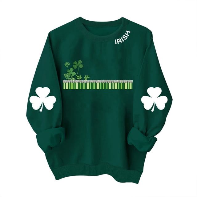 Chandail en Molleton pour Femmes avec Imprimé de la Saint-Patrick, Col Rond à Manches Longues, Haut Graphique Décontracté pour l'Automne et l'Hiver