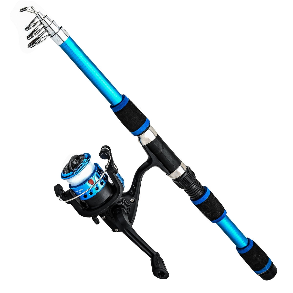 1.8m Fishing Pole Set Full Kits With Telescopic Fishing Rod And Spinning Reel , Fishing Rod and Reel Combo Full Kit ,Blue