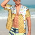thumbnail image 5 of Lsque White Ice Cream pattern Hawaiian Shirt for Men, Unisex Summer Beach Casual Short Sleeve Button Down Shirts-Medium, 5 of 9
