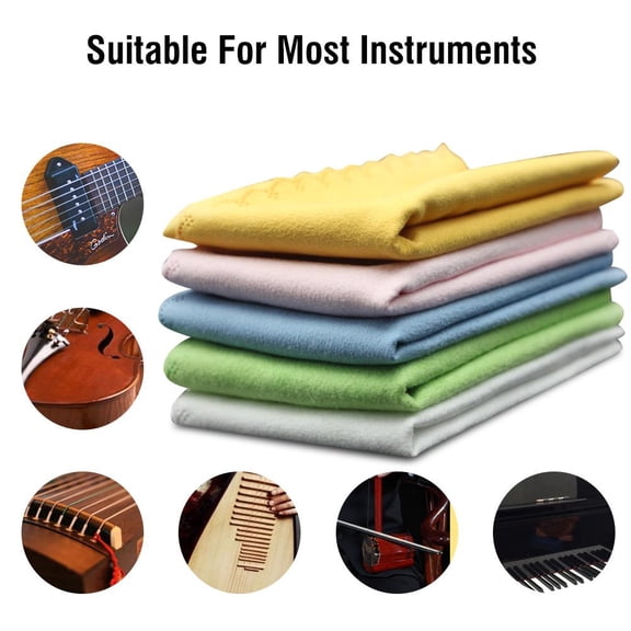 5pcs Microfiber Cleaning Polishing Polish Cloth Set for Musical Instrument Guitar Violin Piano, Piano Cleaning Cloth
