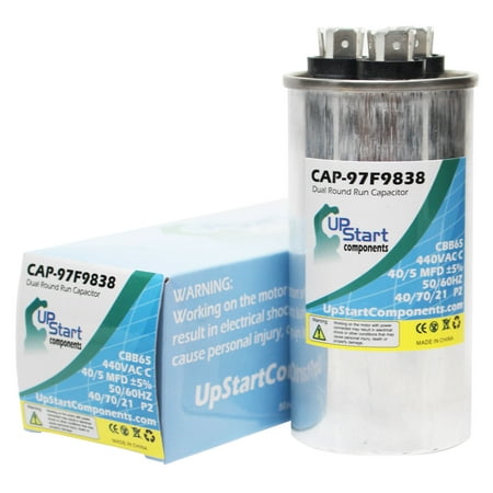 

40 / 5 MFD 440 Volt Dual Round Run Capacitor Replacement for ICP 1053069 - CAP-97F9838 UpStart Components Brand