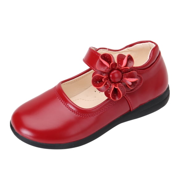 Ketyyh-chn99 Shoes for Toddlers Children Kid Baby Girls Flower Leather Shoes Soft Dance Princess Shoes Size for 10.5-11 Years,Red