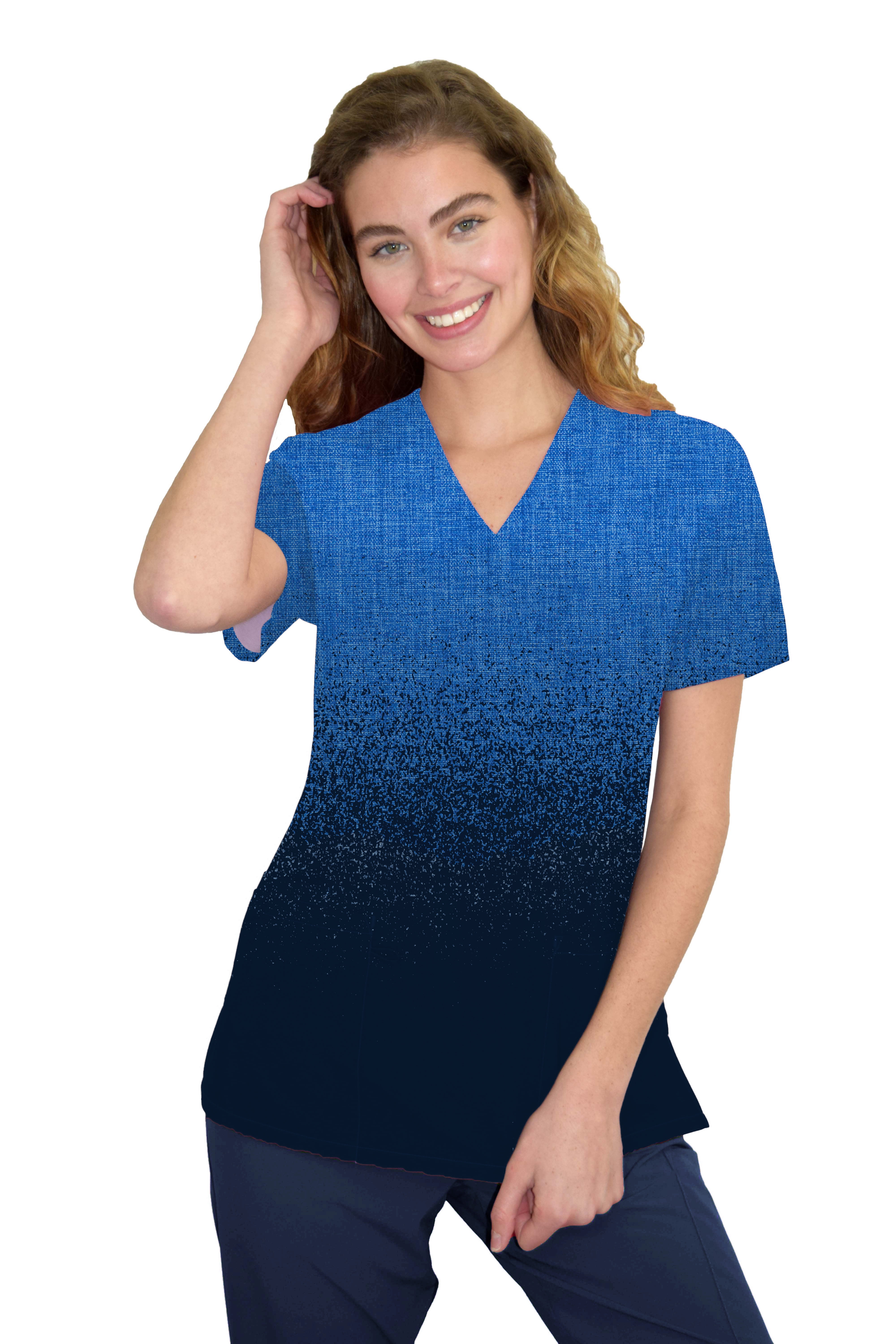 Women's Medical Nursing Ombre Scrub Uniform Print Top GT Performance