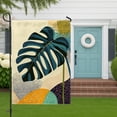 thumbnail image 3 of Monstera Leaf Garden Flag Double Sided Burlap Yard Banner Yellow Blue Tropical Home Decor Spring Summer Outdoor Lawn Decoration 12x18 Inch, 3 of 6