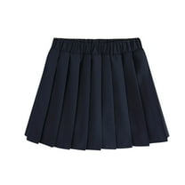 HAOTAGS Toddler Girls Skirts for School, High Waisted Causal Uniform Solid Color Athletic Skater Skirt Navy 10-11Years