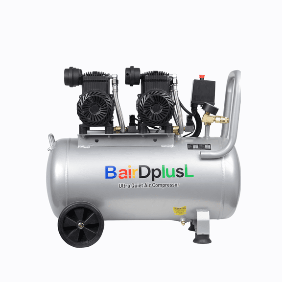 14.5 Gallon Ultra Quiet Air Compressor 110V/60Hz 1.5HP 8.8CFM MAX 115PSI Steel Tanks Oil-Free 70dB Noise Level Light & Quiet Portable Air Compressor with Wheels for Auto Repair