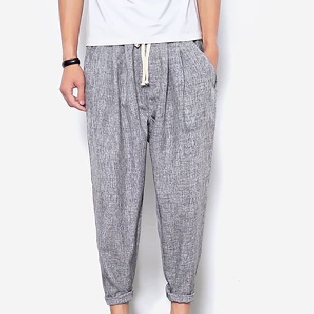 Pantalones largos, pantalones de farol para hombre, pantalones de lino para hombre, pantalones Harlen de moda, leggings para hombre