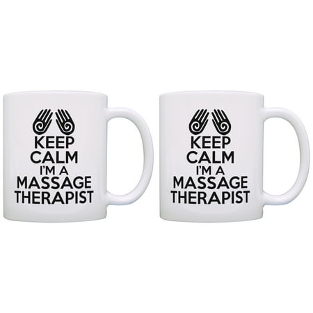 

ThisWear Office Coworker Gifts Keep Calm I m a Massage Therapist 11 ounce 2 Pack Coffee Mugs