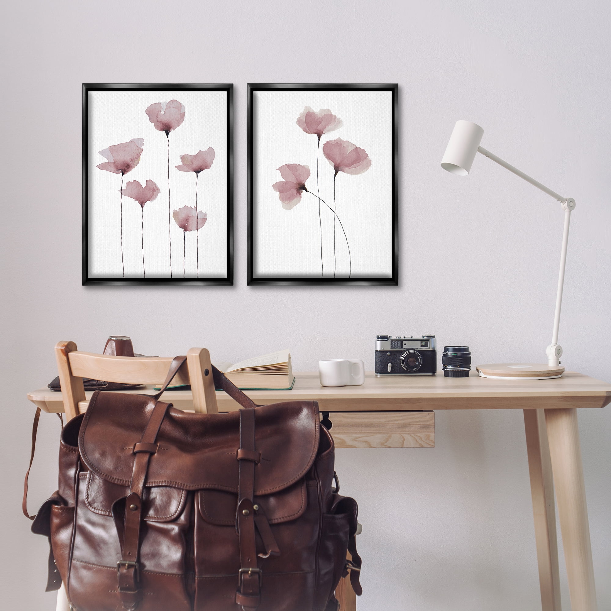 Stupell Industries Poppies Standing Tall Floral & Botanical Painting Black Floater Framed Canvas Art Print Wall Art, 17 x 25, Set of 2