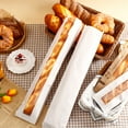 thumbnail image 2 of Pebbuoy 50Pcs Baguette Bag with Clear Window Homemade Bread Loaf Bag Long French Bread Storage Bag Oil-proof Kraft Paper Packaging Bag Baking Supplies, 2 of 7