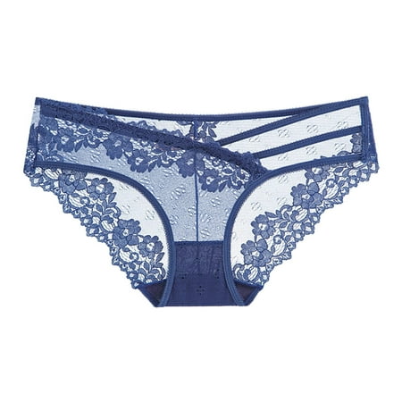

JINMGG Womens Plus Size Clearance $5 Womens Underwear Womens High Waist Lace Mesh Underpants Womens Cute Panties Dark Blue XL
