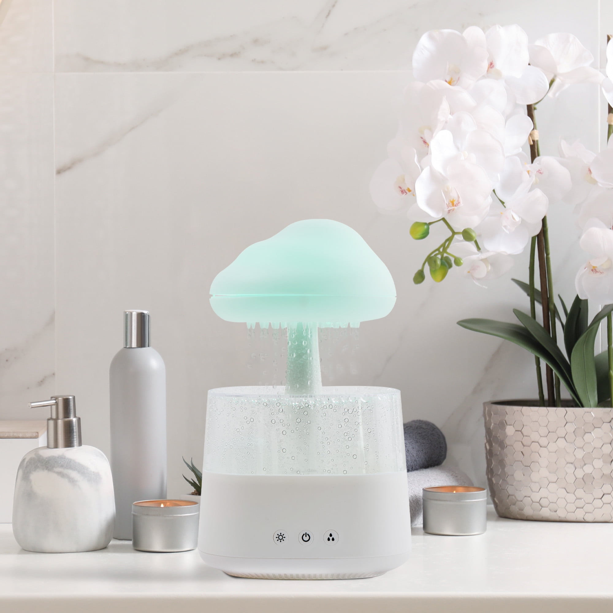 BrightSide Rain Cloud Mood Lamp with Mist - USB Powered and Color Changing Lights, 5.63" Height