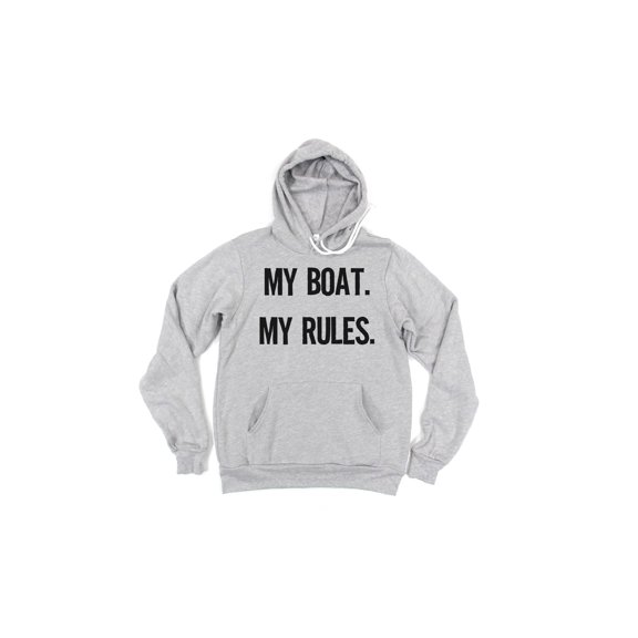 Boat Hoodie, My Boat My Rules, Boating Hoodie, Gift For Boat Owner, Fishing Hoodie, Gift For Dad, Father's Day Gift, Boat Shirt, Fish Shirt, Grey (Black Text), LARGE