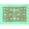 thumbnail image 1 of Ahgly Company Machine Washable Indoor Rectangle Oriental Turquoise Blue Traditional Area Rugs, 7' x 10', 1 of 4