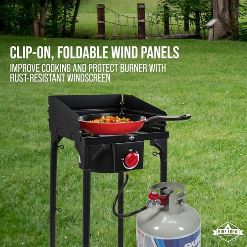 Hike Crew Propane Cast Iron 1-Burner Camping Stove 75,000 BTU Portable Outdoor Cooking