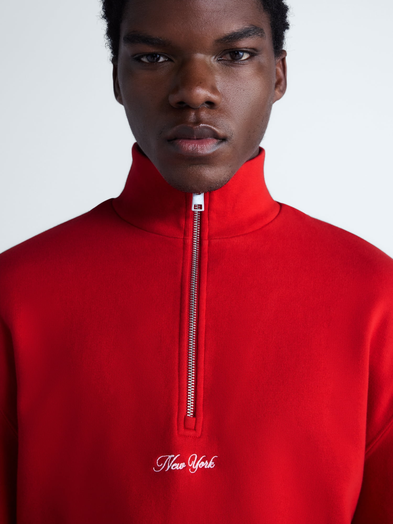 Free Assembly Men's Quarter Zip Cotton Fleece Pullover, Sizes XS-XL