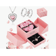 thumbnail image 1 of Flores Rosa Eterna Y Collar De Corazón Y Anillos Para Pareja Color Plata, 1 of 4