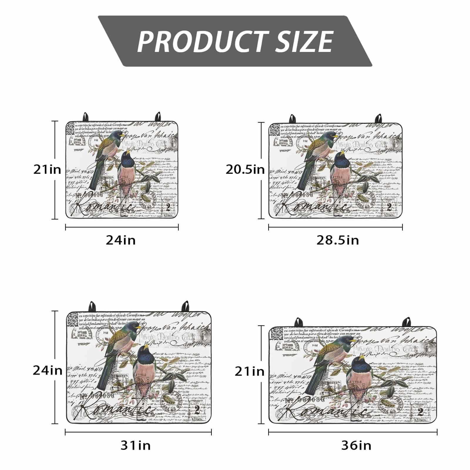 Vintage Birds Stove Top Cover for Electric Stove, Heat-proof & Non Slip Glass Top Stove Cover Protector, Envelope Postmark Farmhouse Botancial Kitchen Flat Cooktop Rubber Mat 24x21 Inches