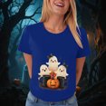 thumbnail image 4 of TOWED22 Womens Cute Ghost Pumpkin Flowers Shirt Fall Pumpkin Vintage Flowers Tshirt Halloween Funny Graphic Blouse Casual Basic Tee(Blue,S), 4 of 8