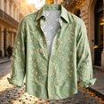 thumbnail image 4 of Men's Boho Floral Print Long Sleeve Shirt 70s Vintage Button Up Shirt Relaxed Fit Holiday Party Wear Shirt, 4 of 5