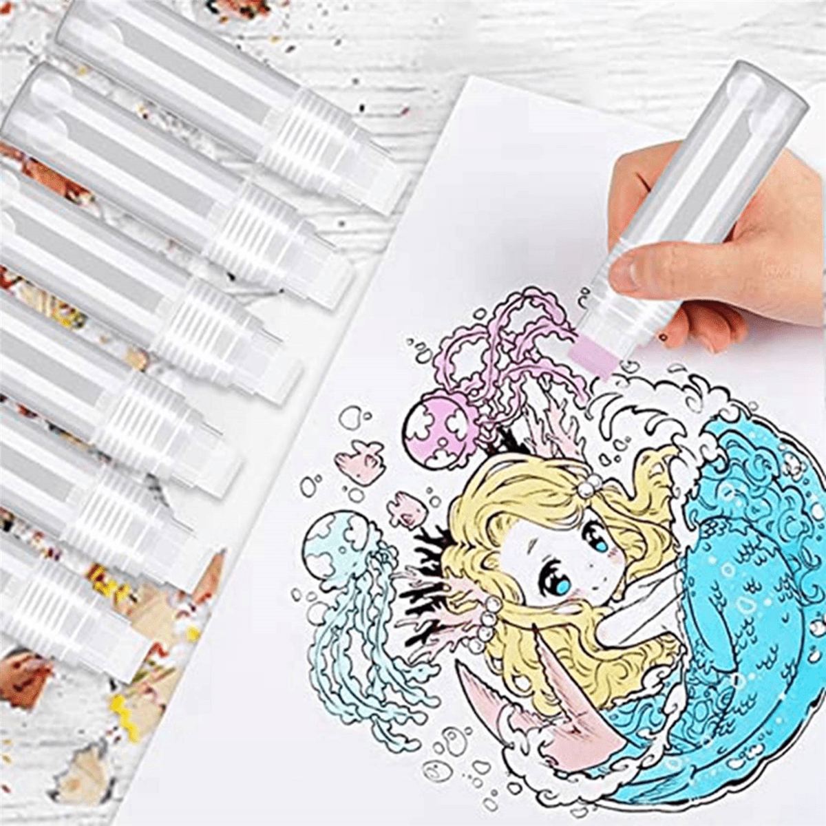 20 Pack Refillable Acrylic Paint Markers 15mm Empty Acrylic Markers Clear White Paint Marker Pens for Rock Painting Wood