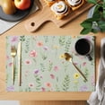 thumbnail image 2 of Pink Spring Floral Placemats Set of 4, Farmhouse Flowers Sage Green Leaves Placemats for Dining Table, Place Mats for Kitchen Tabletop, Waterproof Wipeable Dining Table Mats Set, 2 of 9