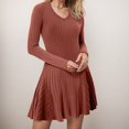 thumbnail image 4 of felwors Women's Long Sleeve Sweater Maxi Dresses V Neck Casual Fall A-Line Church Fall Long Dresses Brick Red, S, 4 of 9