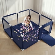 Baby Playpen, Outdoor Play Yard, Portable Play Yard 4-Panel- Baby Safety Playpen for Infant Toddler Boys,Navy