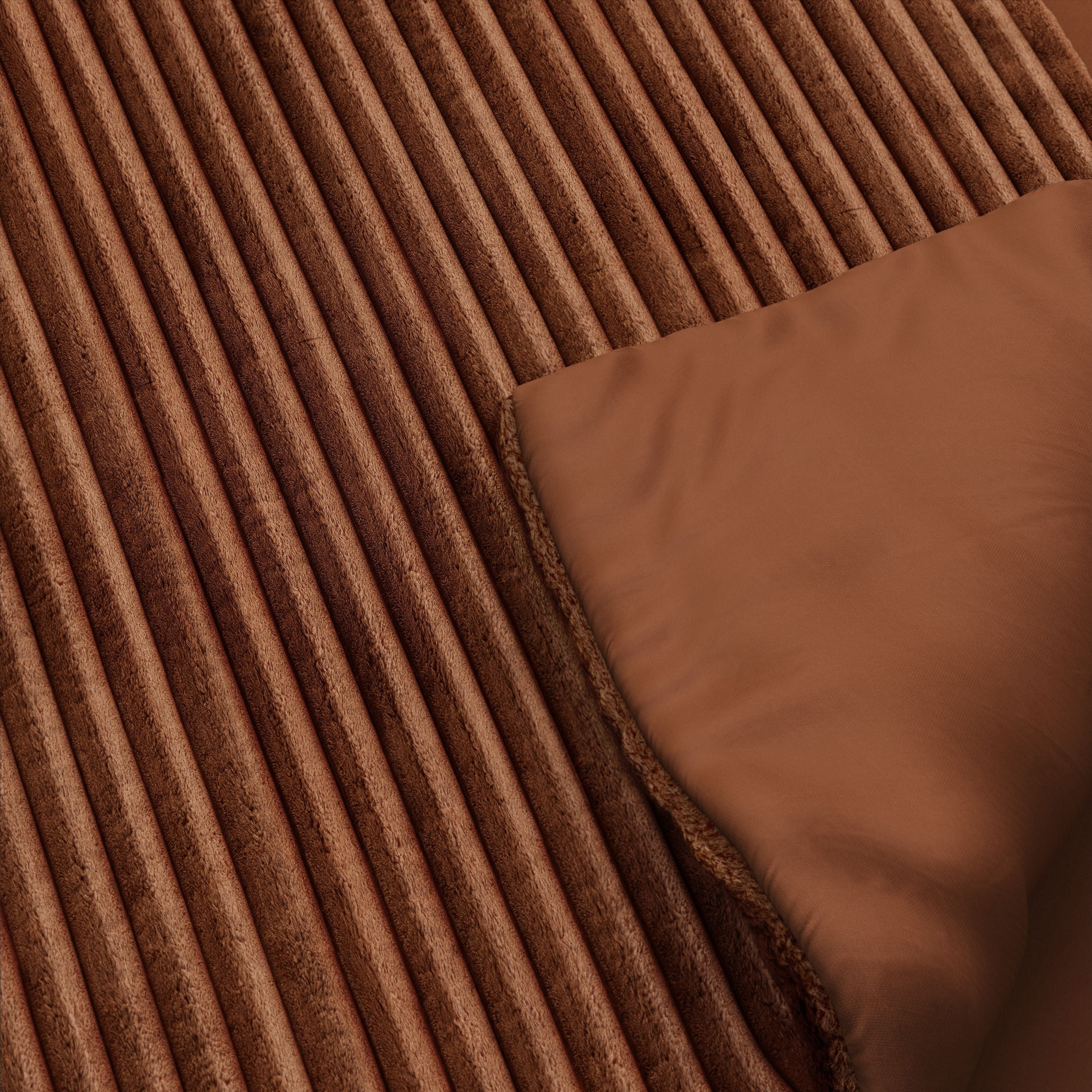 Mainstays Kids Orange Solid Plush Ribbed Corduroy Comforter Set, Full/Queen, 3 Pieces