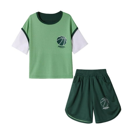 

Kids Toddler Boy Outfits Comfy Baby Clothing Sets Girls Summer Cartoon Printed Patchwork Style Short Sleeved Tops And Shorts 2Pc Children s Suit Soft Infant Outerwear Suits Green 8-9 Years