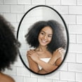 thumbnail image 3 of BizChair Black Round Wall Mirror - 24 Inch Large Round Mirror, Rustic Accent Mirror for Bathroom, Entry, Dining Room, & Living Room - Metal Mirror for Wall, 3 of 8