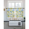 thumbnail image 2 of Yellow Lemon Tier Curtains 24 Inch Length,Sheer Curtains for Bedroom Living Room Window Botanical Spring Leaves Abstract Blue Tile Small Half Window Kitchen Curtains & Drapes 27.5"x24" 2 Panels, 2 of 6