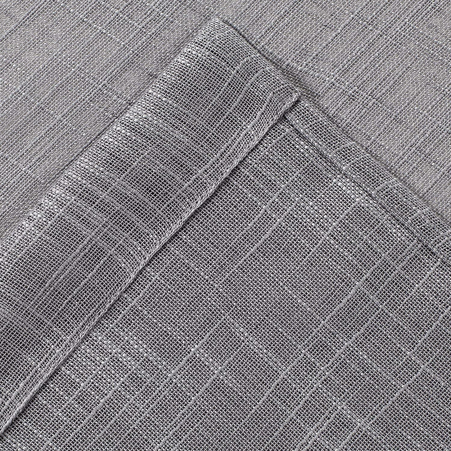 2 Piece Linen Textured Semi-Sheer Grommet Top Curtain Panel Drape Set (84" Long, Grey)