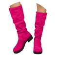 thumbnail image 3 of YLYL Women's Suede Knee High Boots Chunky Heel Round Toe Long Boots Shoes with Zipper, 3 of 9