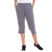 CATALOG CLASSICS Womens Capri Pants with Pockets Elastic Waist Pants for Women - Gray, Large