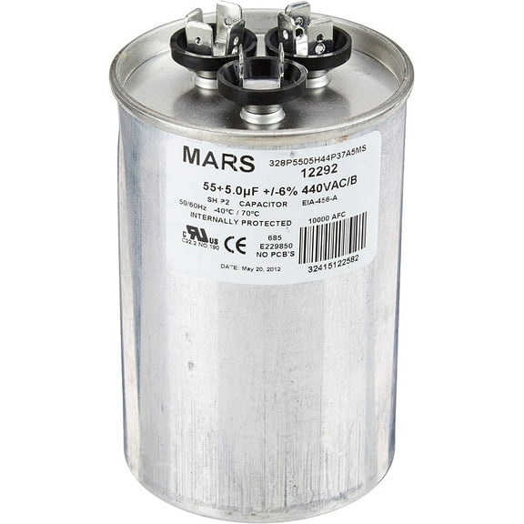 MARS 12292 Electric Motor Round Run Capacitor (55/5 MFD - 440 V)
