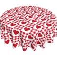 thumbnail image 1 of Nappe de la Saint-Valentin 60 Pouces Ronde Rouge Cœurs d'Amour Carreaux Buffalo Cercle Nappe Romantique Décorative Housse de Table Résistante aux Plis pour Cuisine Salle à Manger Cadeau de Mariage, 1 of 5