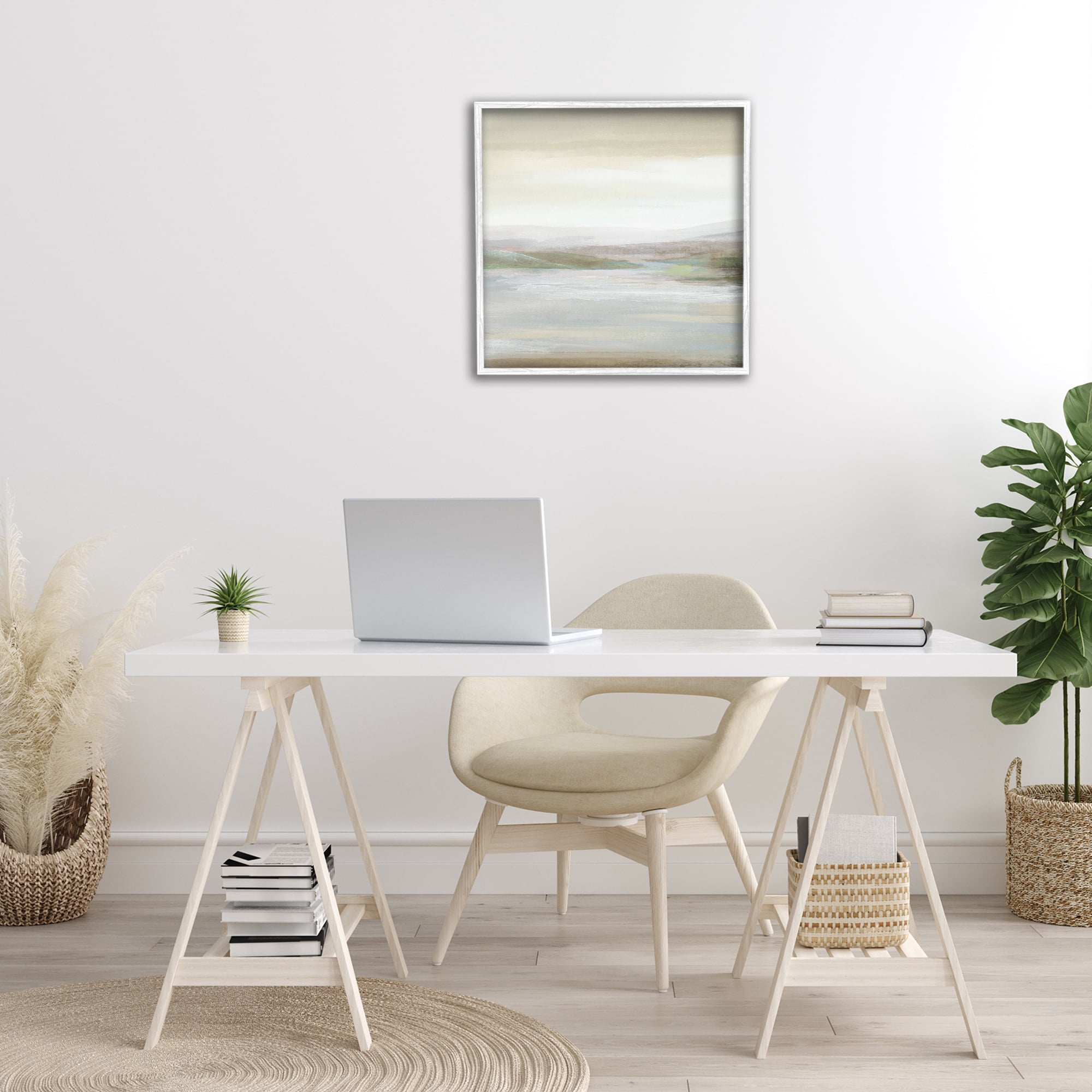 Stupell Industries Calm Atmospheric Landscape Landscape Painting White Framed Art Print Wall Art, 24 x 24