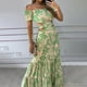 thumbnail image 5 of Vestido Sexy de mujer con temperamento para ir al trabajo, ajustado, estampado con cordones huecos, vestido con vuelo grande, moda de mujer, manga corta, cintura alta Dr, 5 of 6