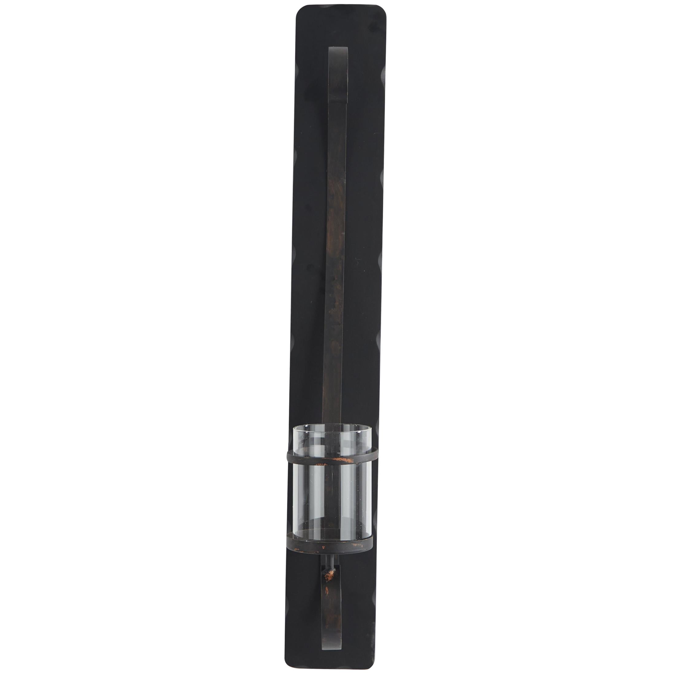 DecMode Black Metal Scroll Long Pillar Wall Sconce