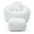 thumbnail image 3 of Giant Oversized Bean Bag Chair with Footstool - Faux Fur Shell-Shaped, Pre-Filled for Adults & Kids, Floor Sofa for Gaming, Reading, Living Room & Bedroom, 3 of 9