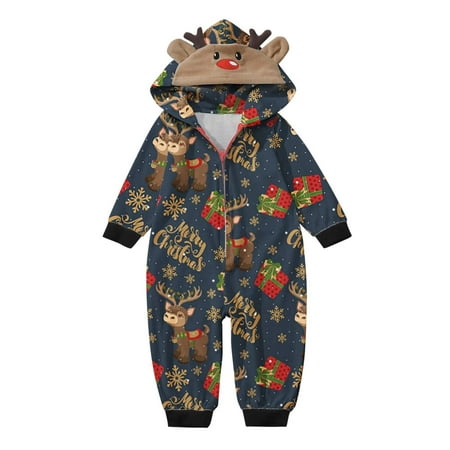 

Christmas Hooded Jumpsuit Pajamas Elk Loungewear Outfits Family Xmas Pjs Matching Sets