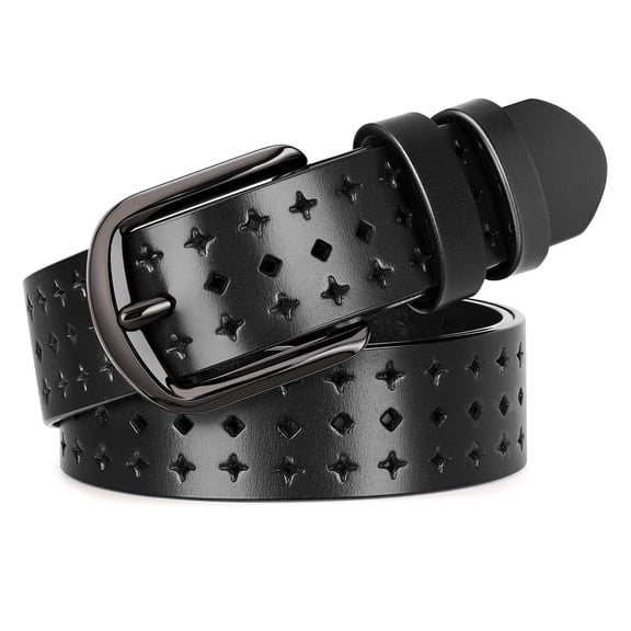 SUOSDEY Women Hollow Genuine Leather Belts with Pin Buckle,Fashion Casual Waist Belt for Jeans Dress Pants