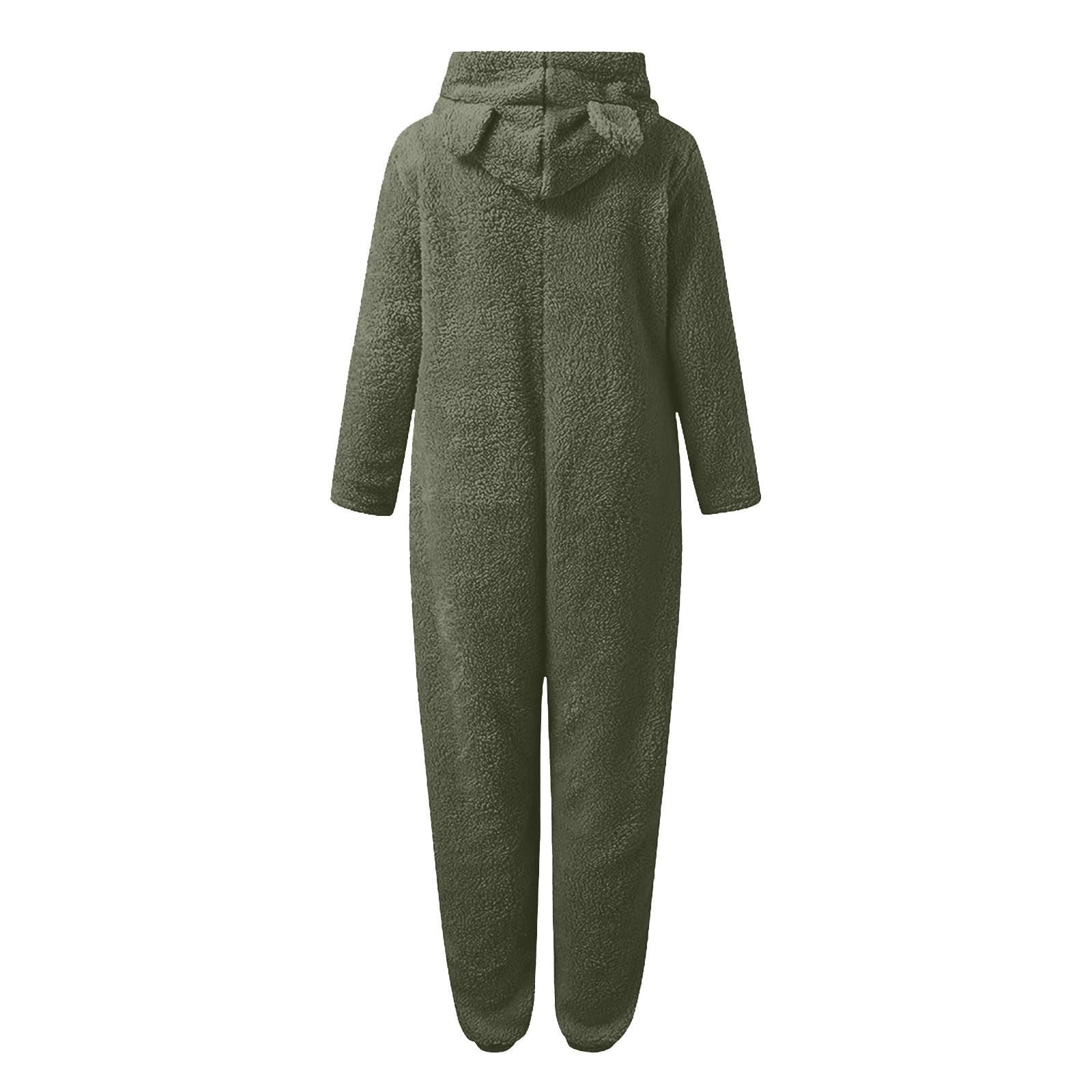 Otqutp Girls Fleece Onesie Fleece Warm Sherpa Bed Jumpsuit Kids Cute Plain Zip up Long Sleeve Soft Hooded Romper for Winter